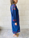 Navy Embroidered Button Kaftan