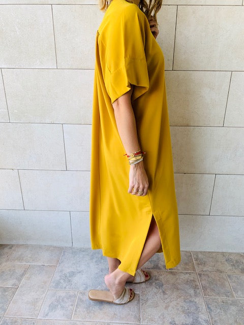 Mustard Side Slit Dress