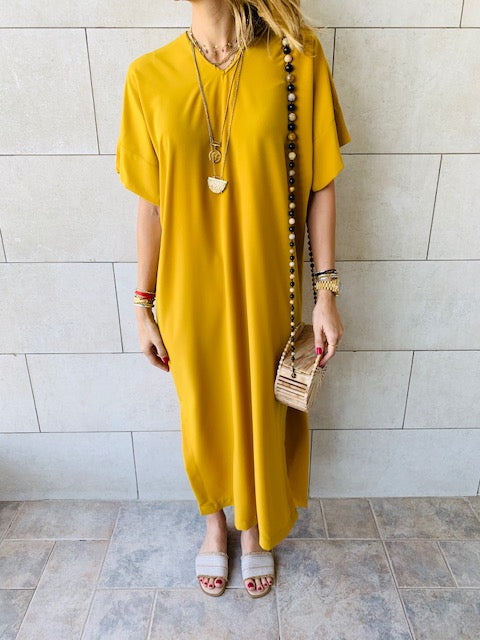 Mustard Side Slit Dress