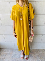 Mustard Side Slit Dress