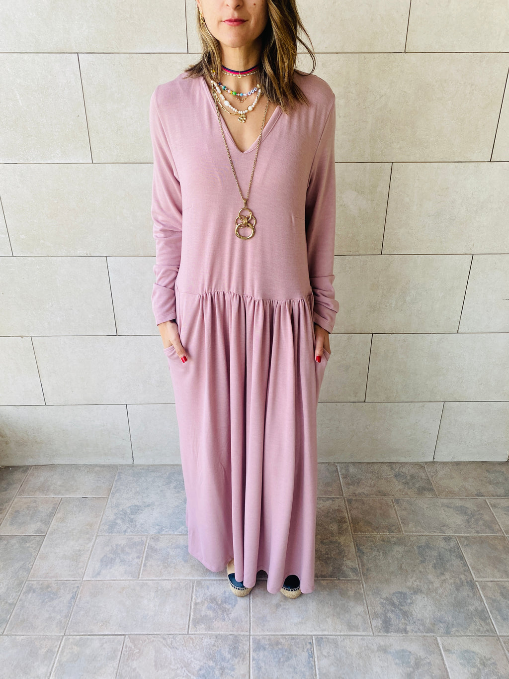 Rose Light Knit Maxi Dress