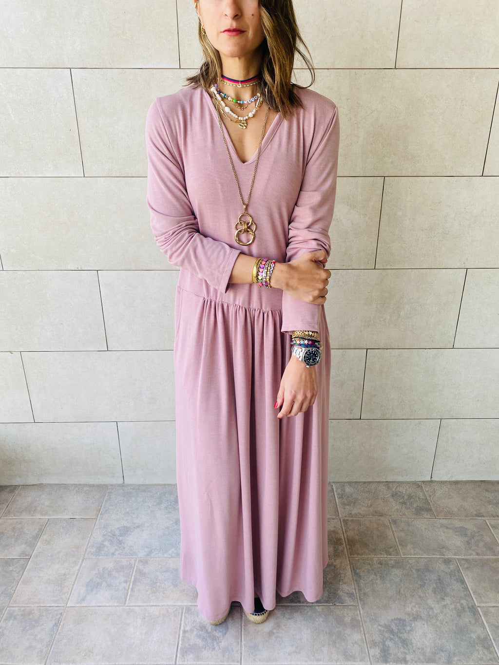 Rose Light Knit Maxi Dress