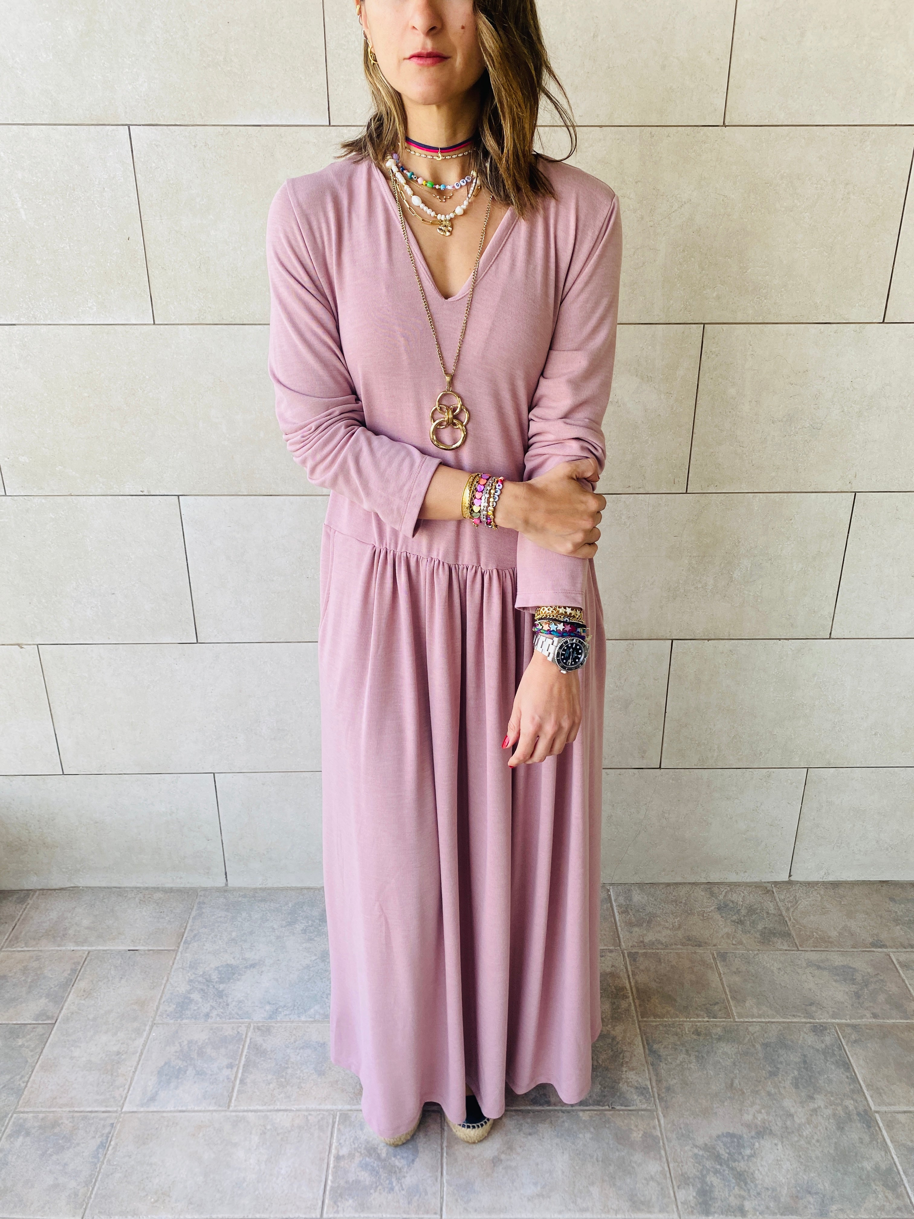 Rose Light Knit Maxi Dress