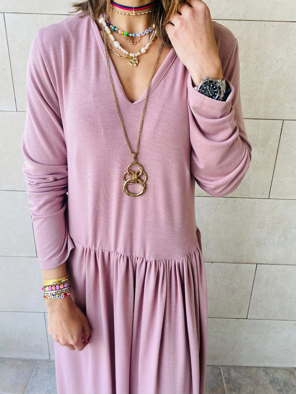 Rose Light Knit Maxi Dress