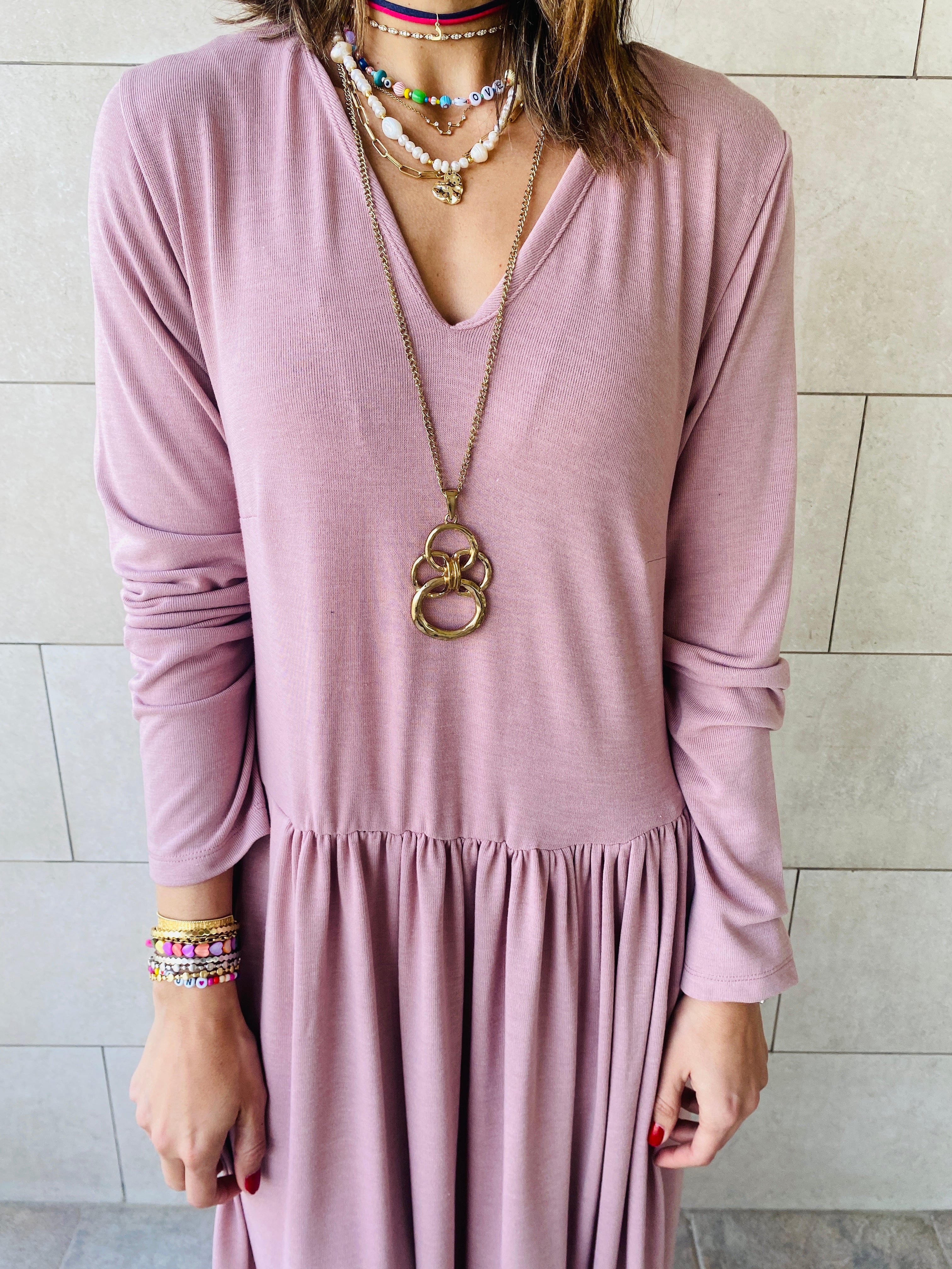 Rose Light Knit Maxi Dress