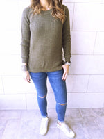 Olive Cable Tie Pullover