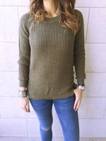 Olive Cable Tie Pullover