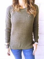 Olive Cable Tie Pullover