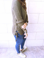 Olive Cable Tie Pullover