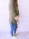 Olive Cable Tie Pullover