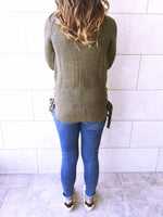 Olive Cable Tie Pullover