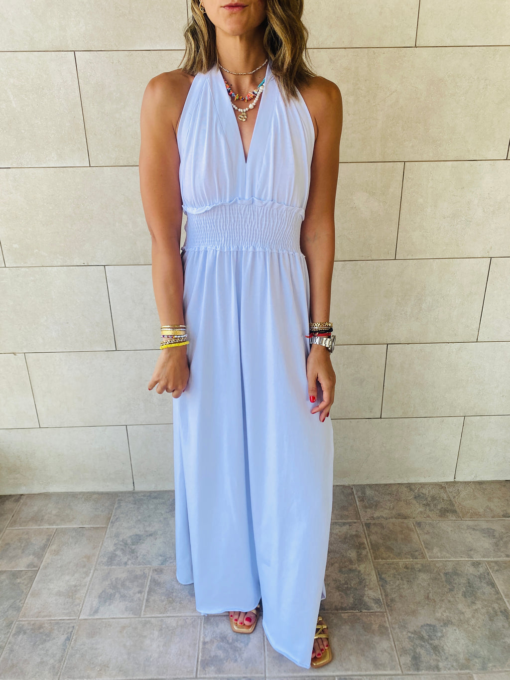 White Halter Dress