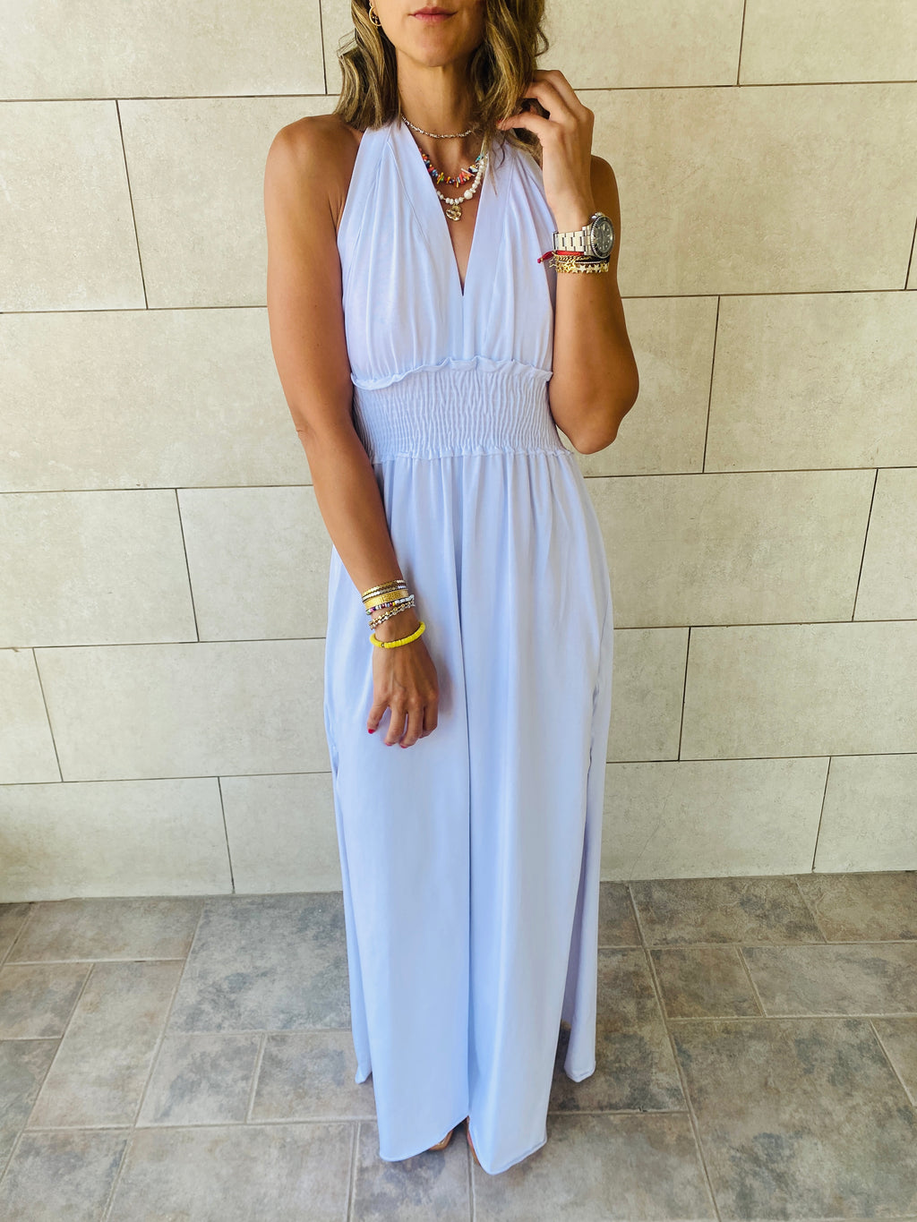 White Halter Dress
