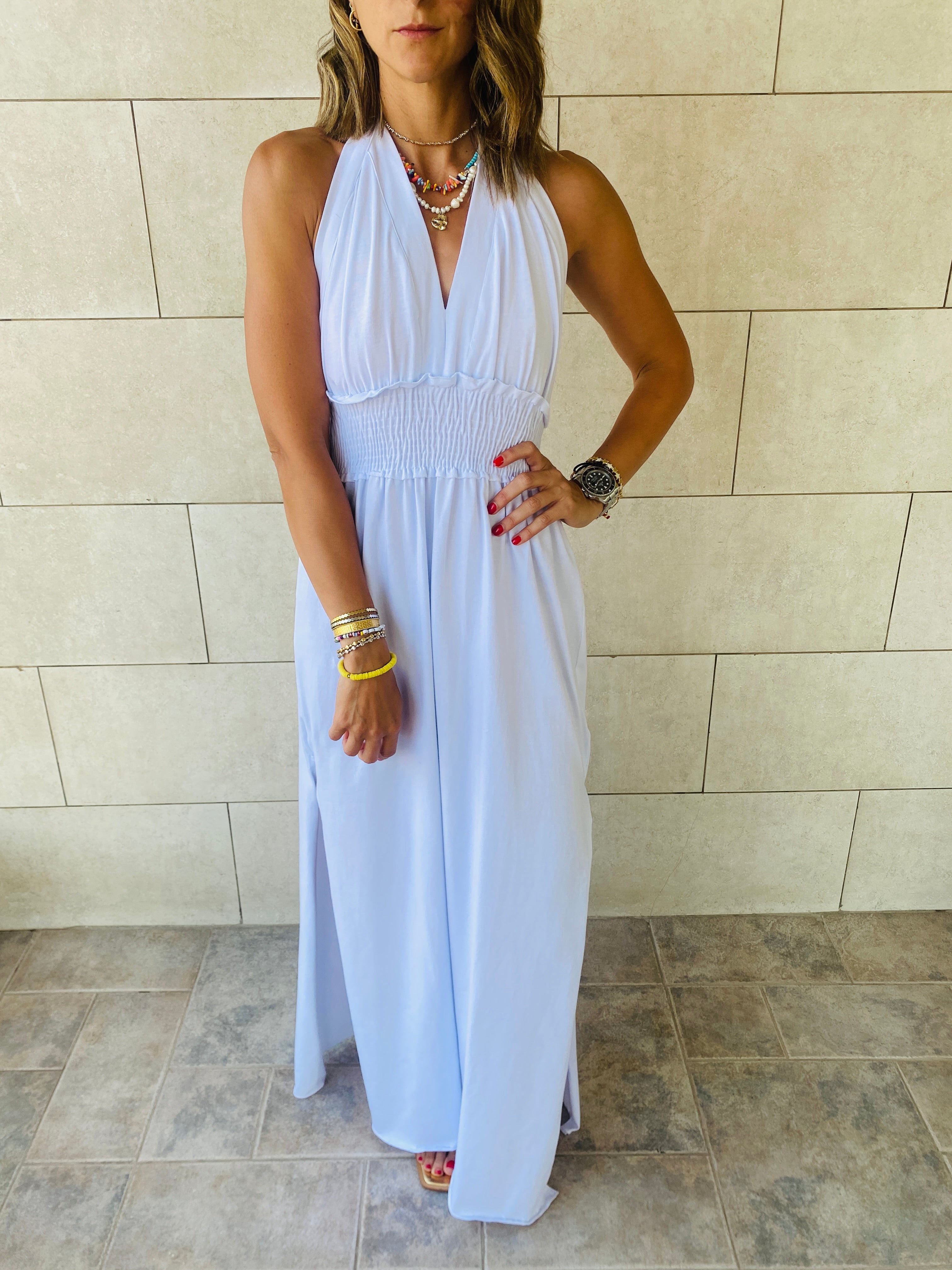 White Halter Dress