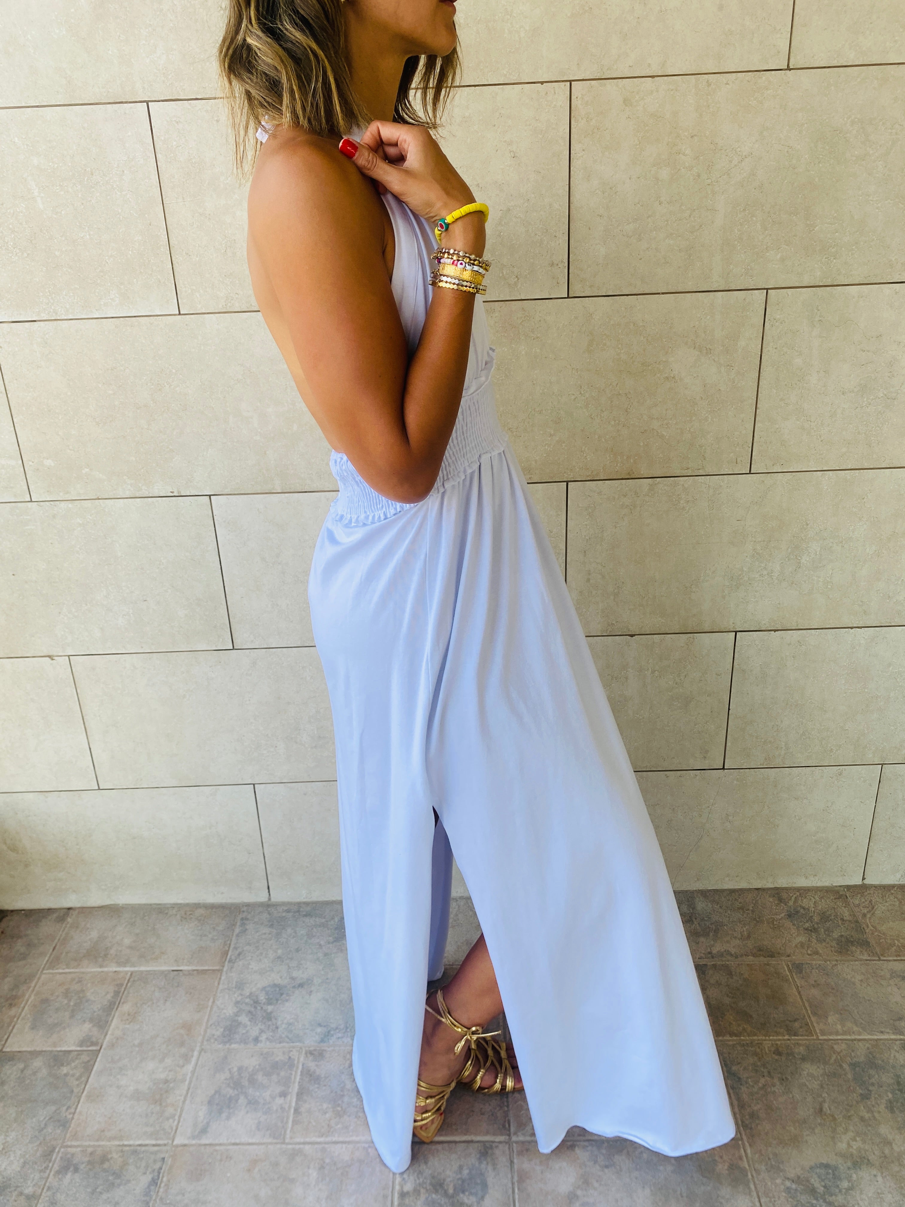 White Halter Dress