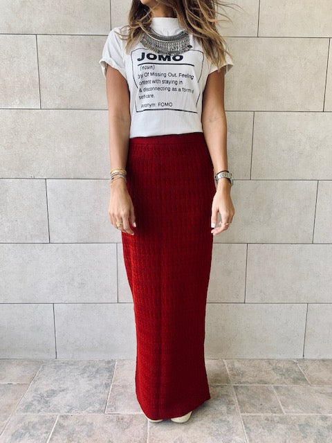 Burgundy Knit Maxi Skirt