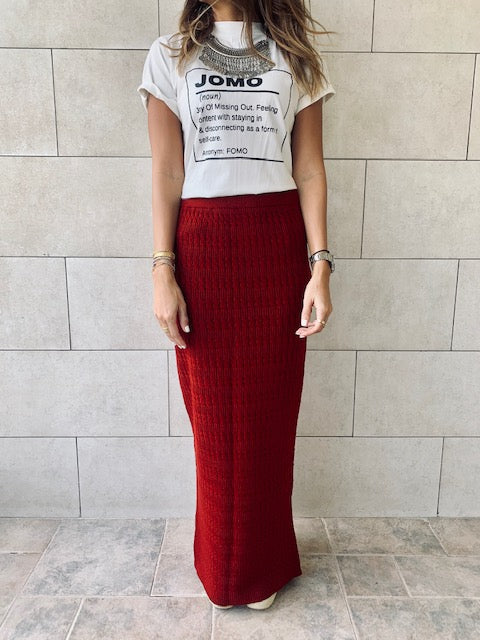 Burgundy Knit Maxi Skirt