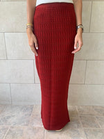 Burgundy Knit Maxi Skirt