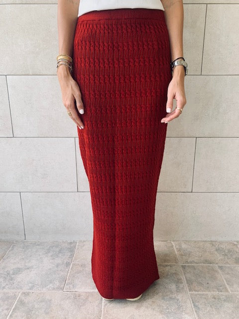 Burgundy best sale knit skirt