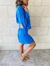 Blue Backless Linen Dress