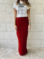 Burgundy Knit Maxi Skirt