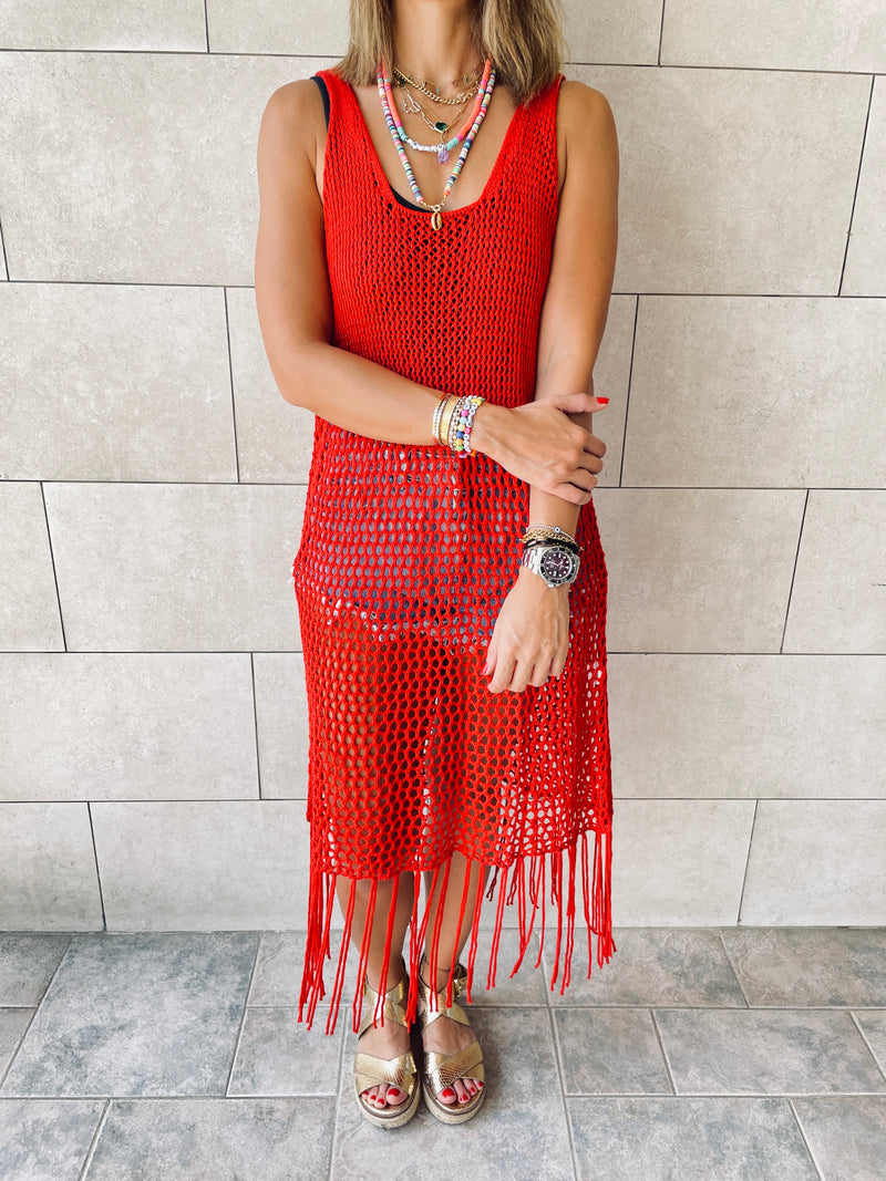 Rouge Festival Crochet Dress