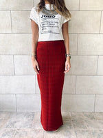 Burgundy Knit Maxi Skirt