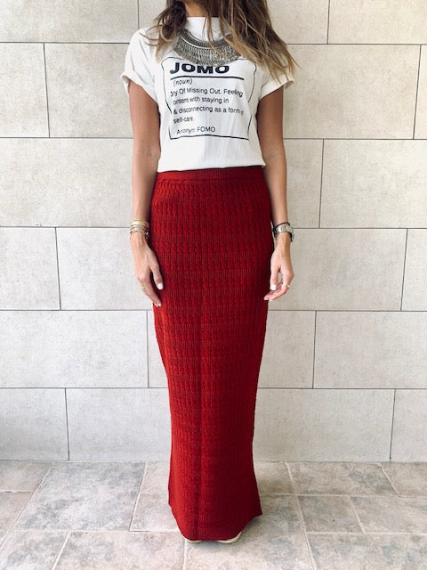 Burgundy Knit Maxi Skirt