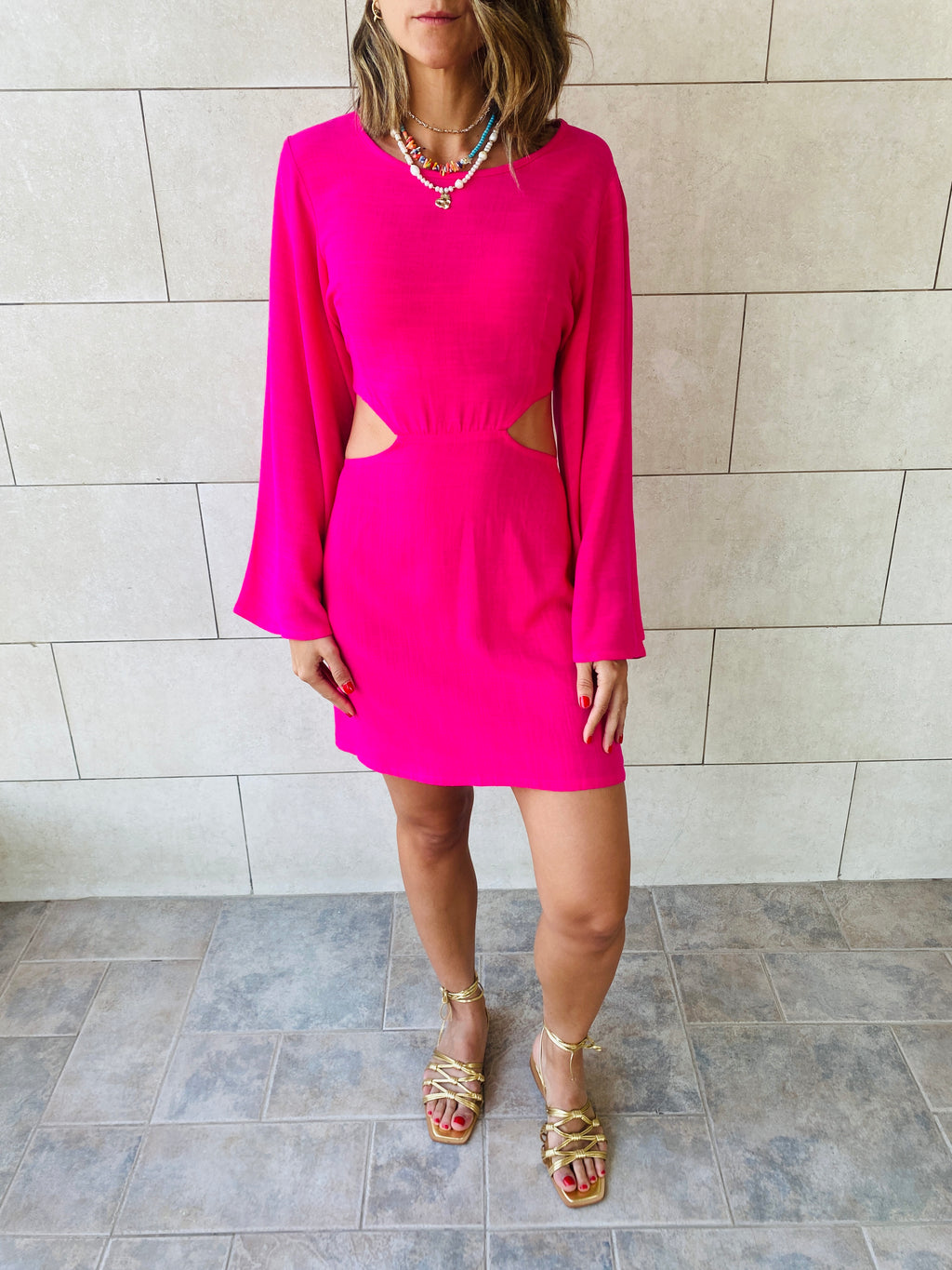 Fuchsia Backless Linen Dress