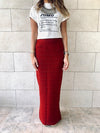 Burgundy Knit Maxi Skirt