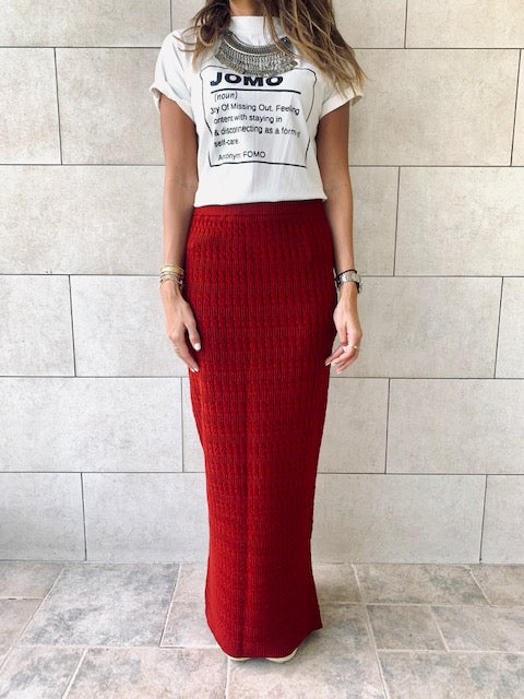 Burgundy Knit Maxi Skirt