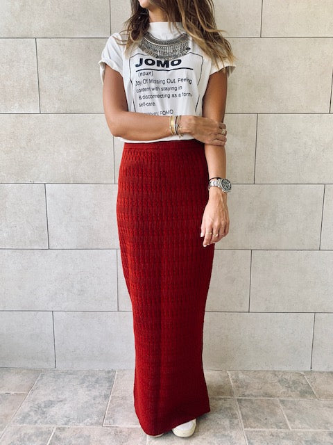Burgundy Knit Maxi Skirt