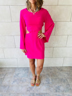 Fuchsia Backless Linen Dress