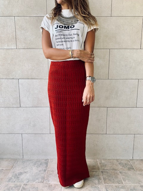 Burgundy Knit Maxi Skirt