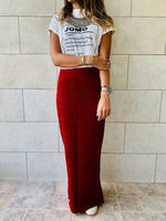Burgundy Knit Maxi Skirt