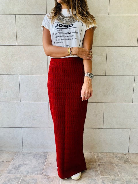Burgundy Knit Maxi Skirt