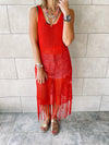 Rouge Festival Crochet Dress