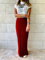 Burgundy Knit Maxi Skirt
