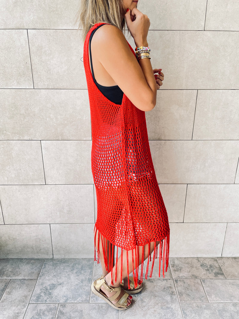 Rouge Festival Crochet Dress