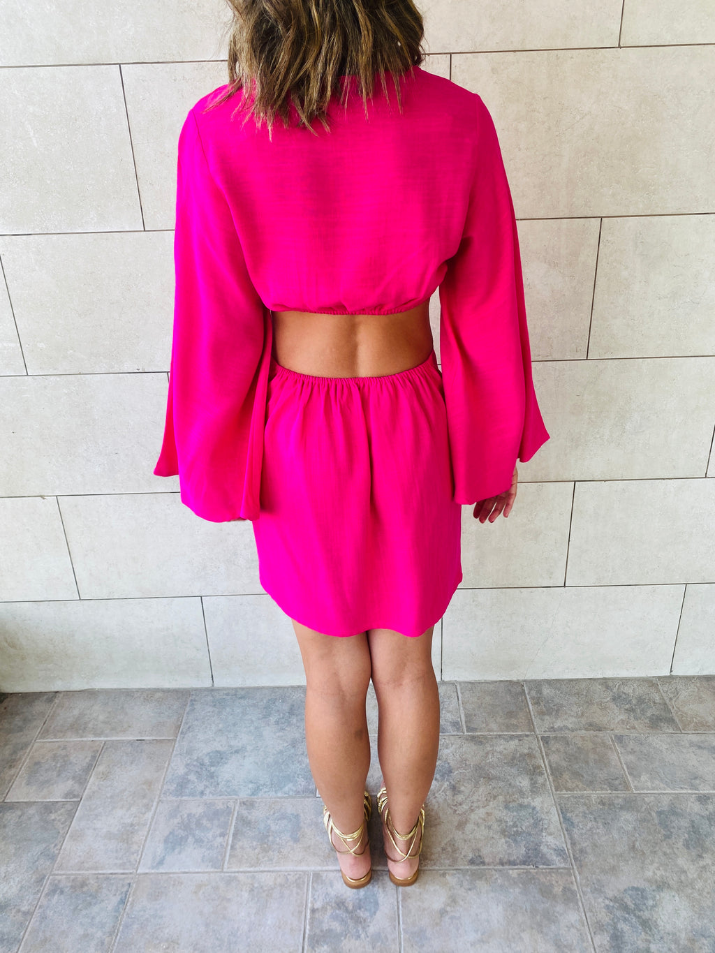 Fuchsia Backless Linen Dress