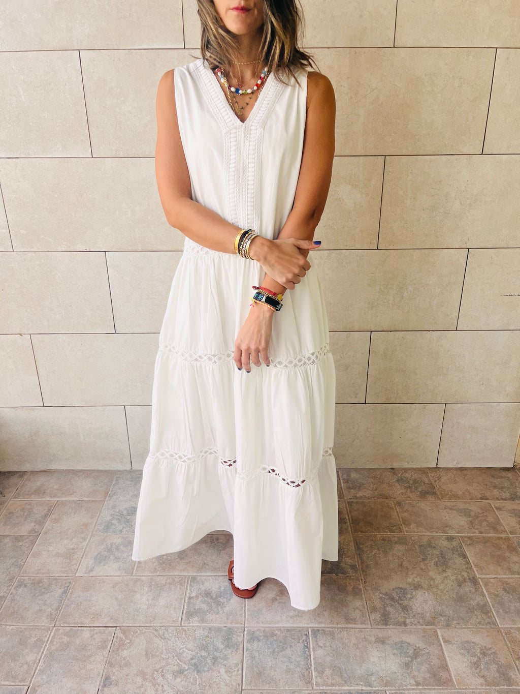 White Taking Stroll Dress