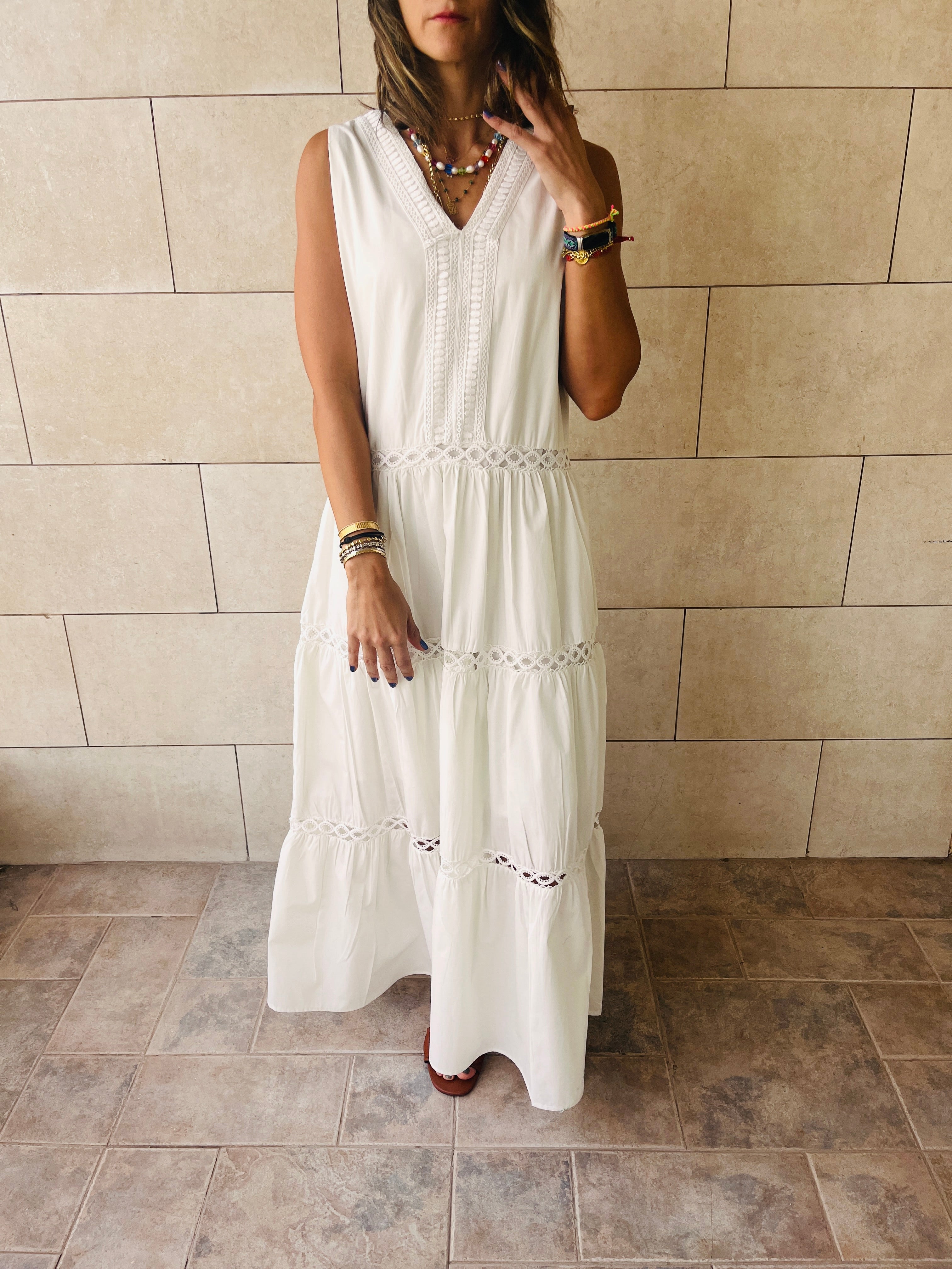 White Taking Stroll Dress