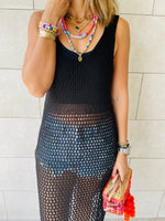 Black Festival Crochet Dress