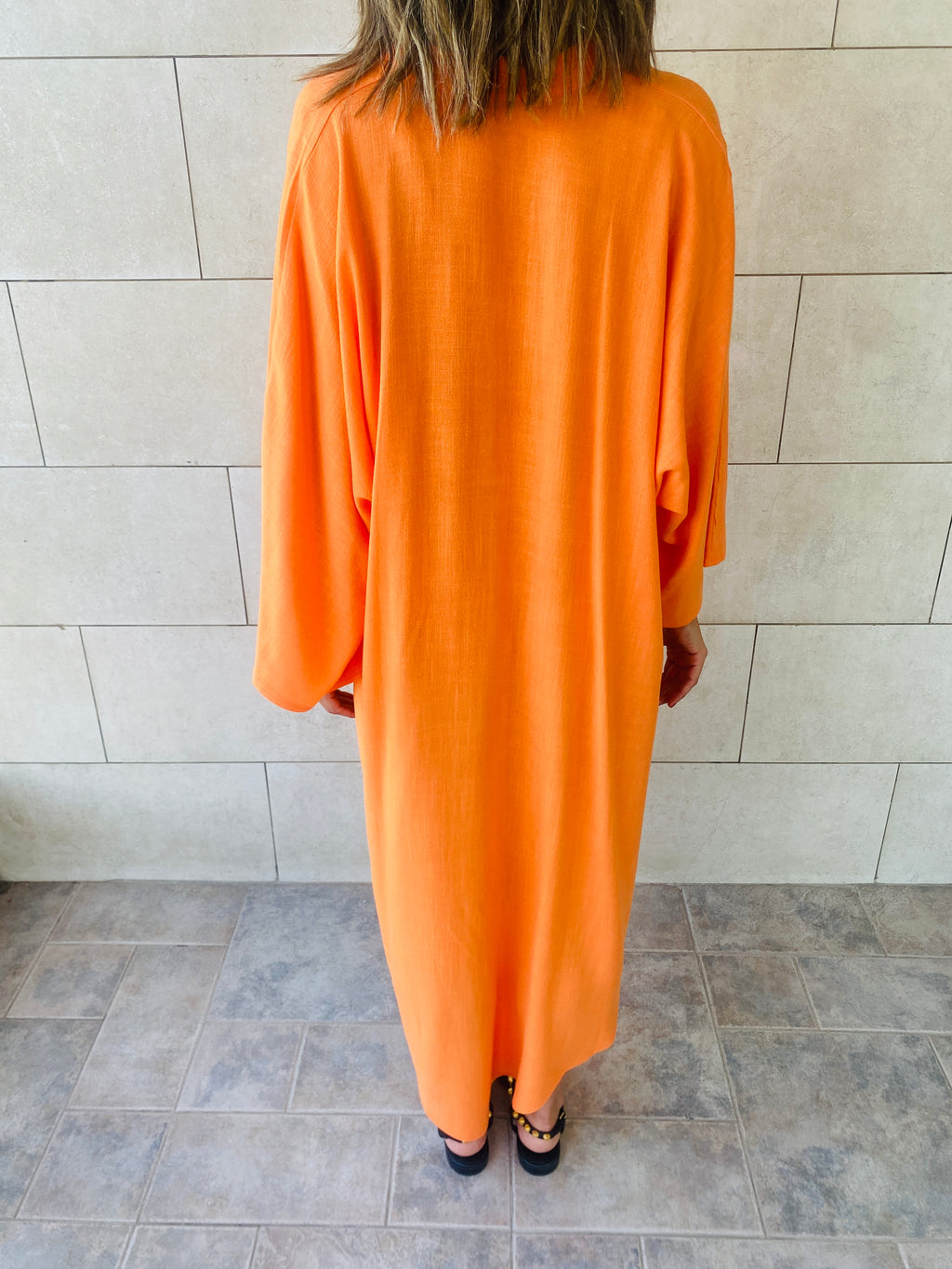 Orange High Low Linen Shirt