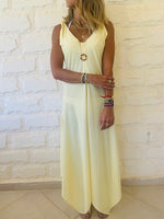 Yellow Shoulder Tie Dress