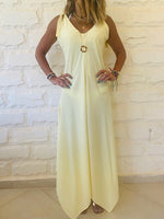 Yellow Shoulder Tie Dress