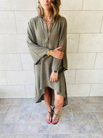Olive High Low Linen Shirt