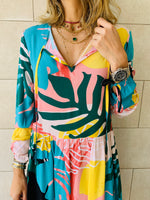 Citrus Printed Tiered Dress