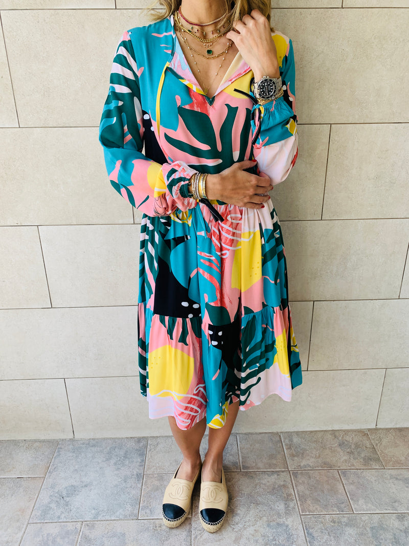 Citrus Printed Tiered Dress