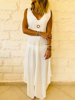 White Shoulder Tie Dress
